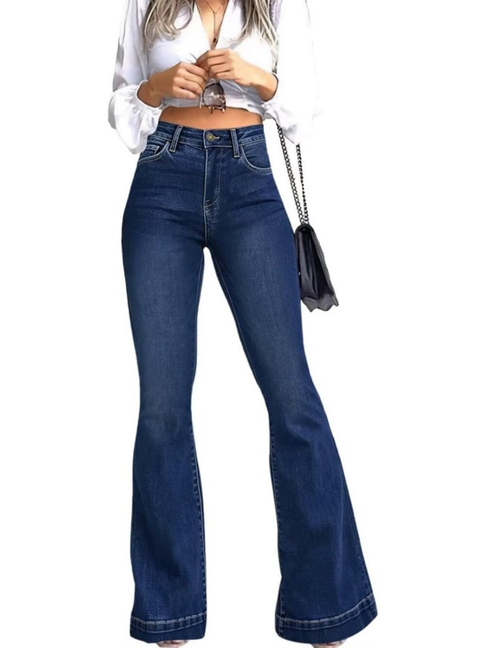 High Waisted Bell Bottom Jeans for Women | Flare Wide Leg Denim Pants